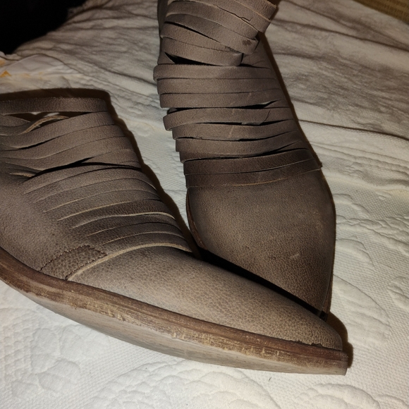 Free People Beige Leather Suede Ankle Boots - Picture 2 of 7